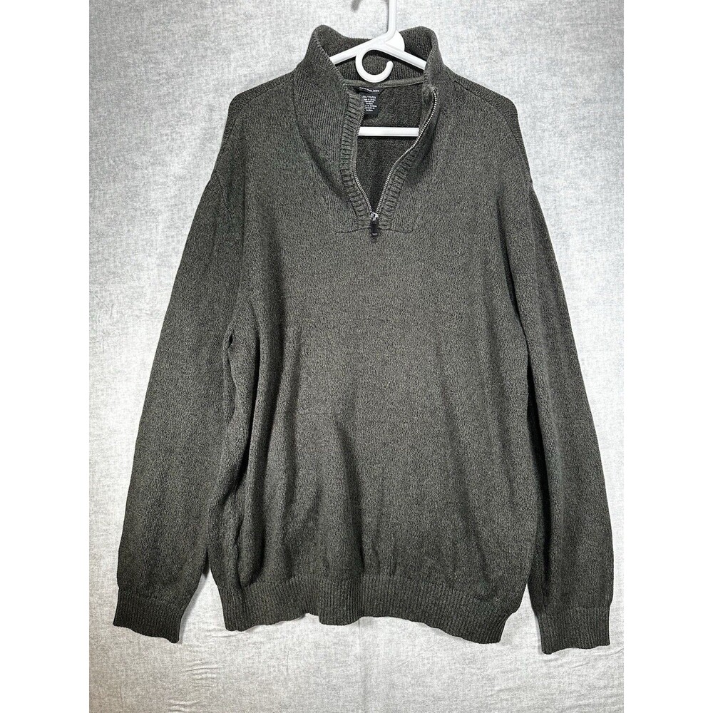 Calvin Klein Jeans Men's 1/4 Zip Mock Neck Sweater Green Size XXL Heavy Knit